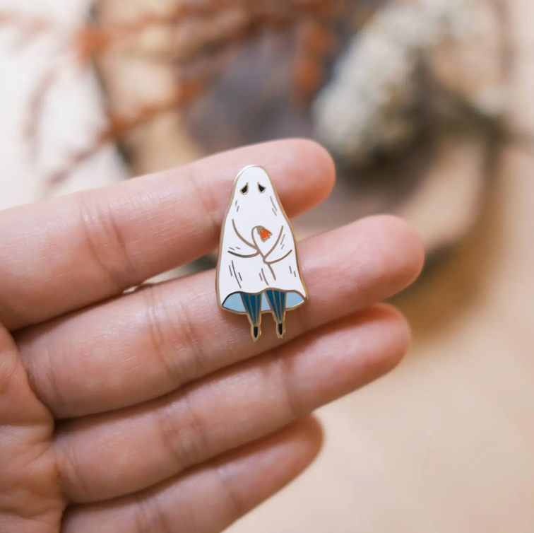 Shy Ghost Enamel Pin