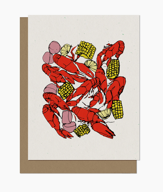 Crawfish Boil Contour Illustration Blank A2 Card