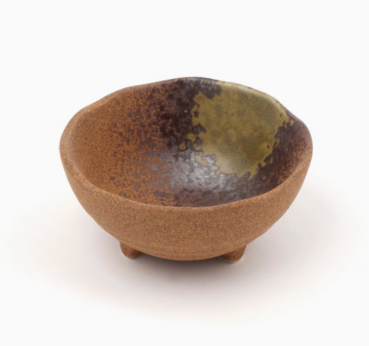 Mino Ware 3 Footed Mini Bowl Brown