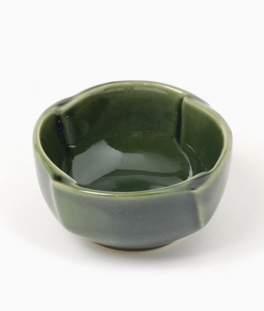 Mino Ware Budding Flower Gloss Mini Bowl Green