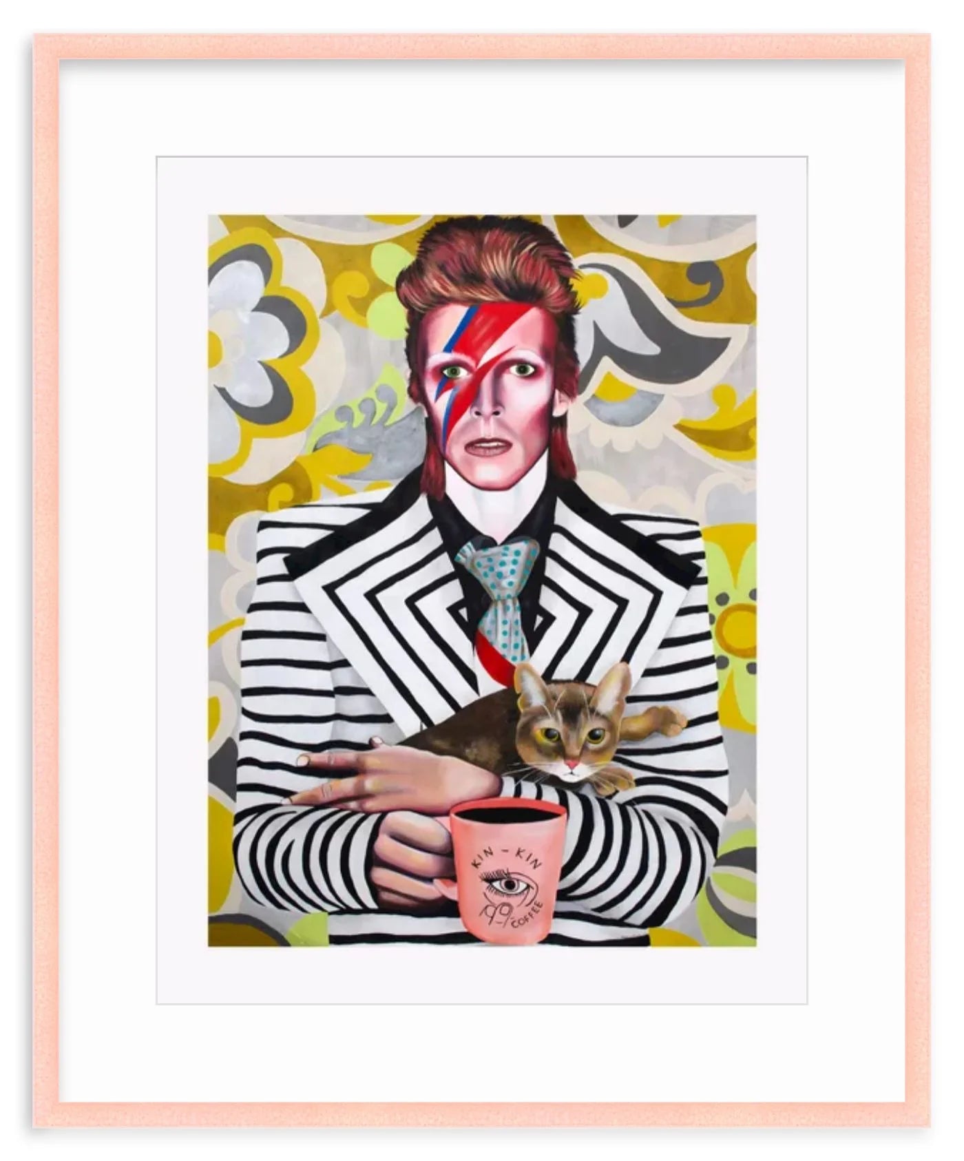 DAVID BOWIE WITH CAT AND KIN-KIN COFFEE PRINT